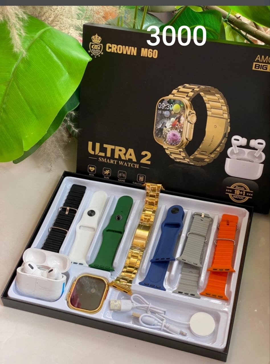 CROWN M60 Ultra 2 Smart Watch Combo (10+1 Bands)