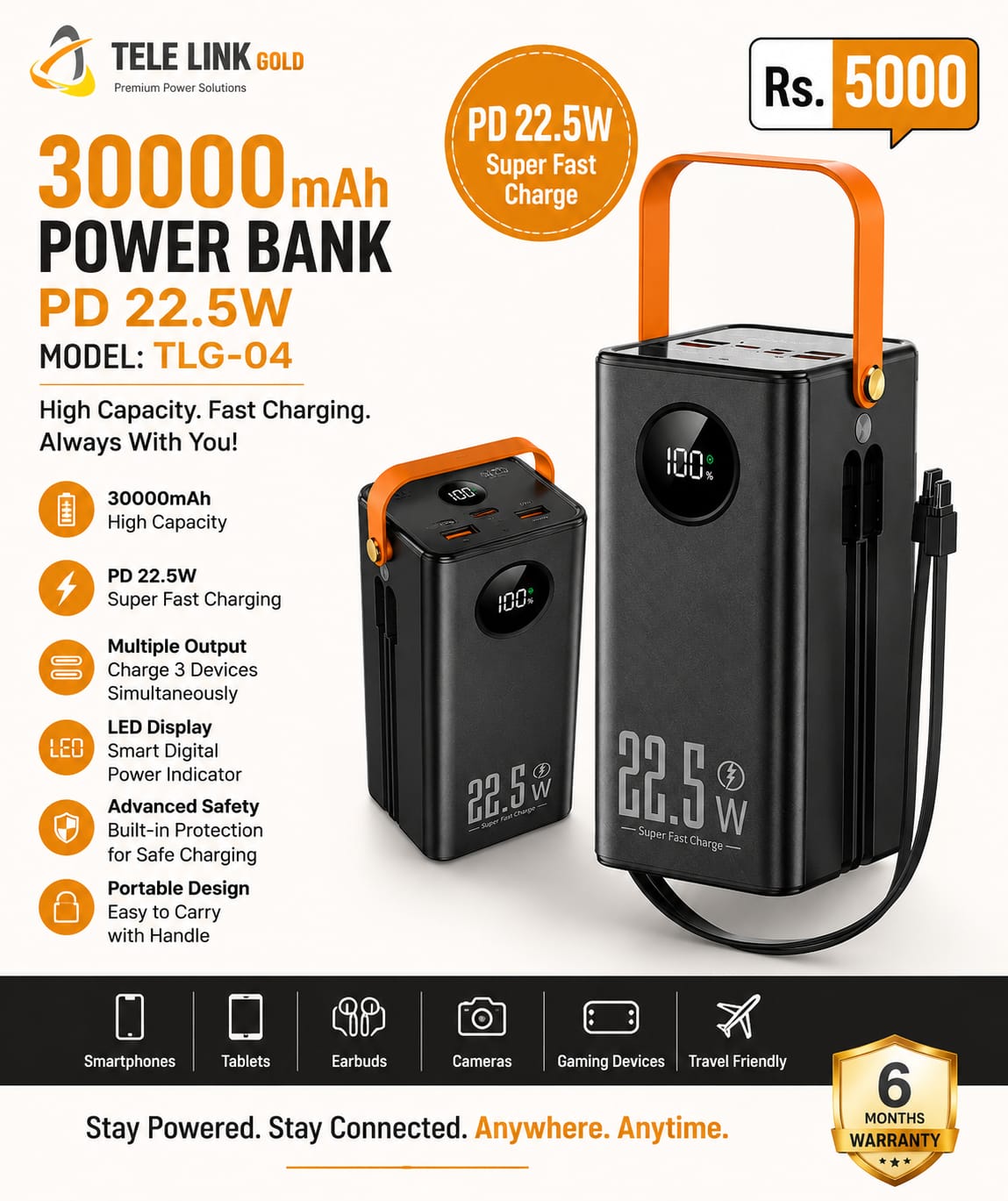ven-dens power bank 30000mah power